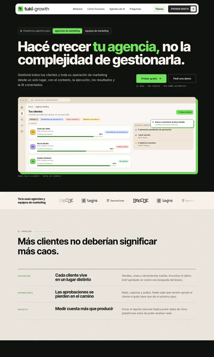 Home page of the Tukigrowth website
